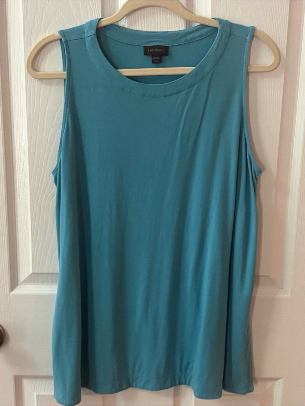 J. Jill Wearever Sleeveless Tunic Top Blue Rayon Spandex Petite Large